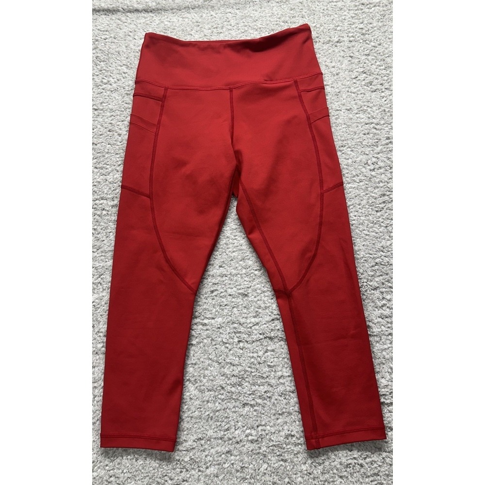 Zyia Active Red Tight Cropped‎ Pocket Stretch Leggings Yoga Athletic Size 4